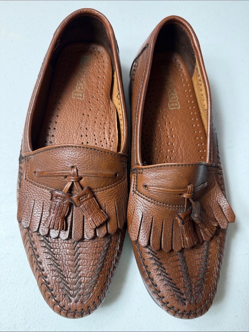 Dexter Brown Leather Tassel Fringe Moccasin Loafers